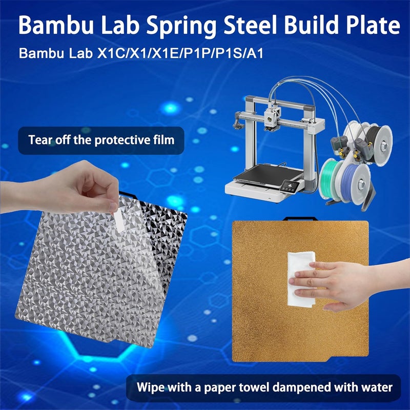 Tiny Trees Build Plate for Bambu Lab P1S P2S A1 X1 X1C X1E P1P: TinytreesSmooth PEI H1H Carbon PET PEO PEY Sheet Bed Plate P1S Build Plate for 3D Printing Hobbyist, 257 X 257mm (Smooth PEO+Textured PEI) - Image 2